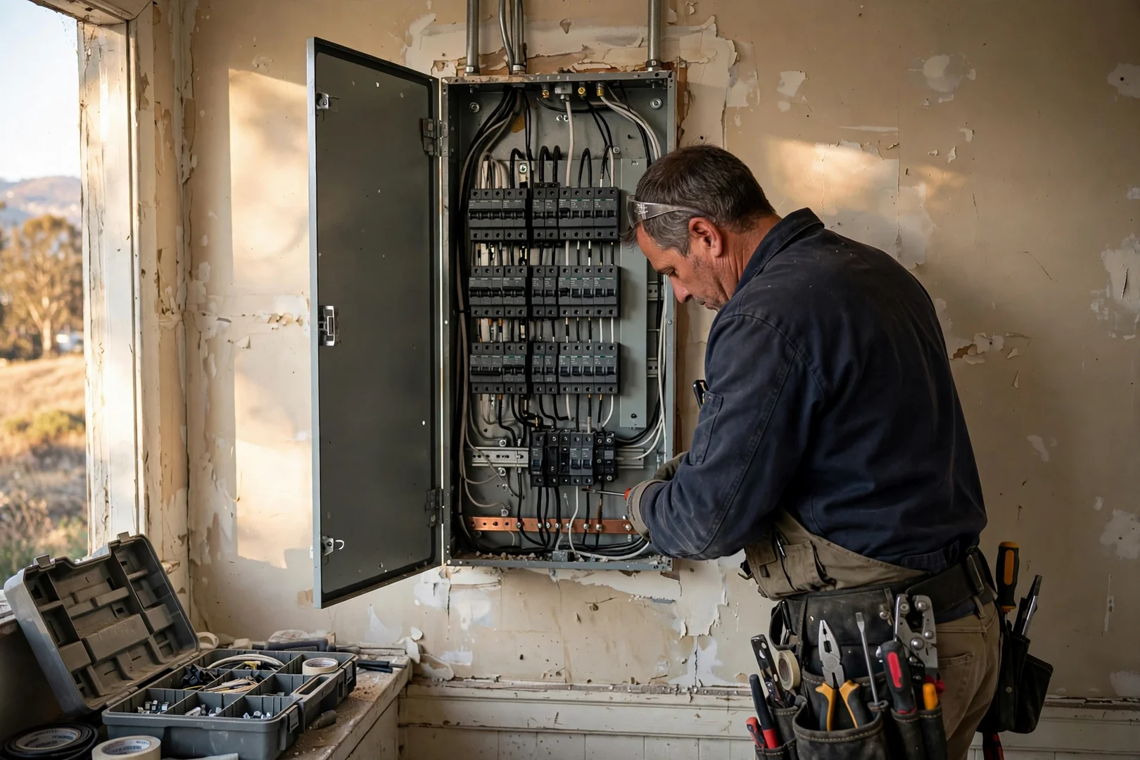 Aging load center rehabilitated with a new panel interior and labeled breaker rows