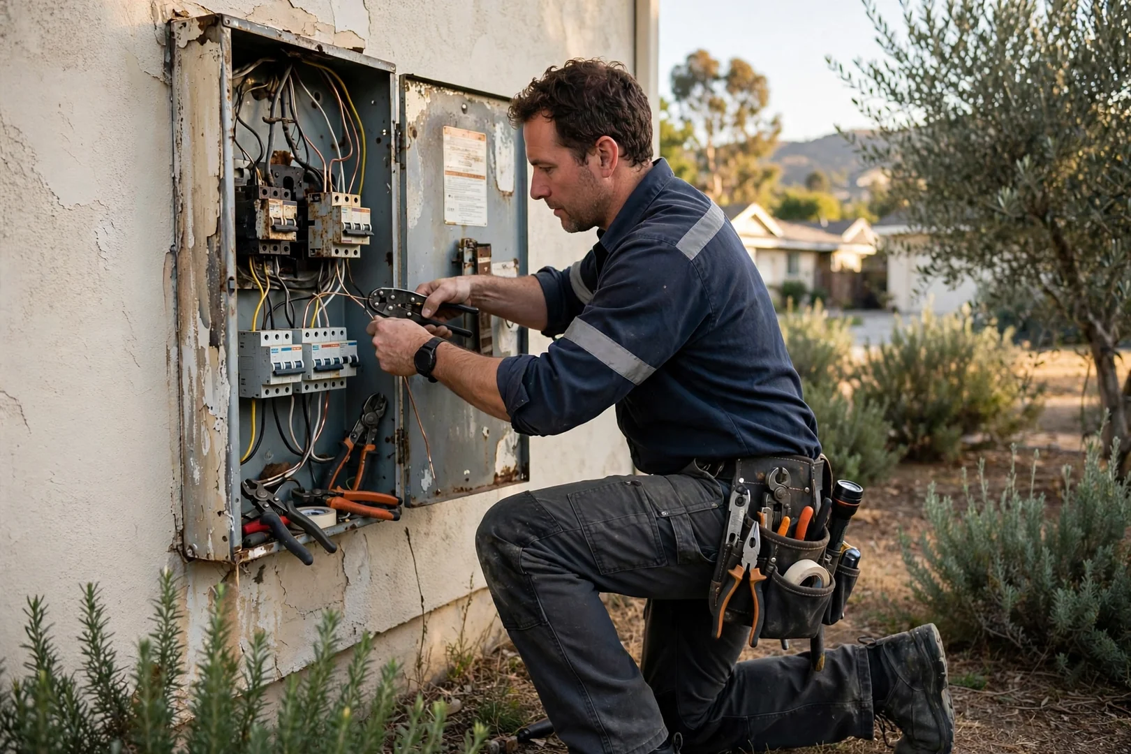 Electrician restoring bus bars inside a Dublin home electrical panel