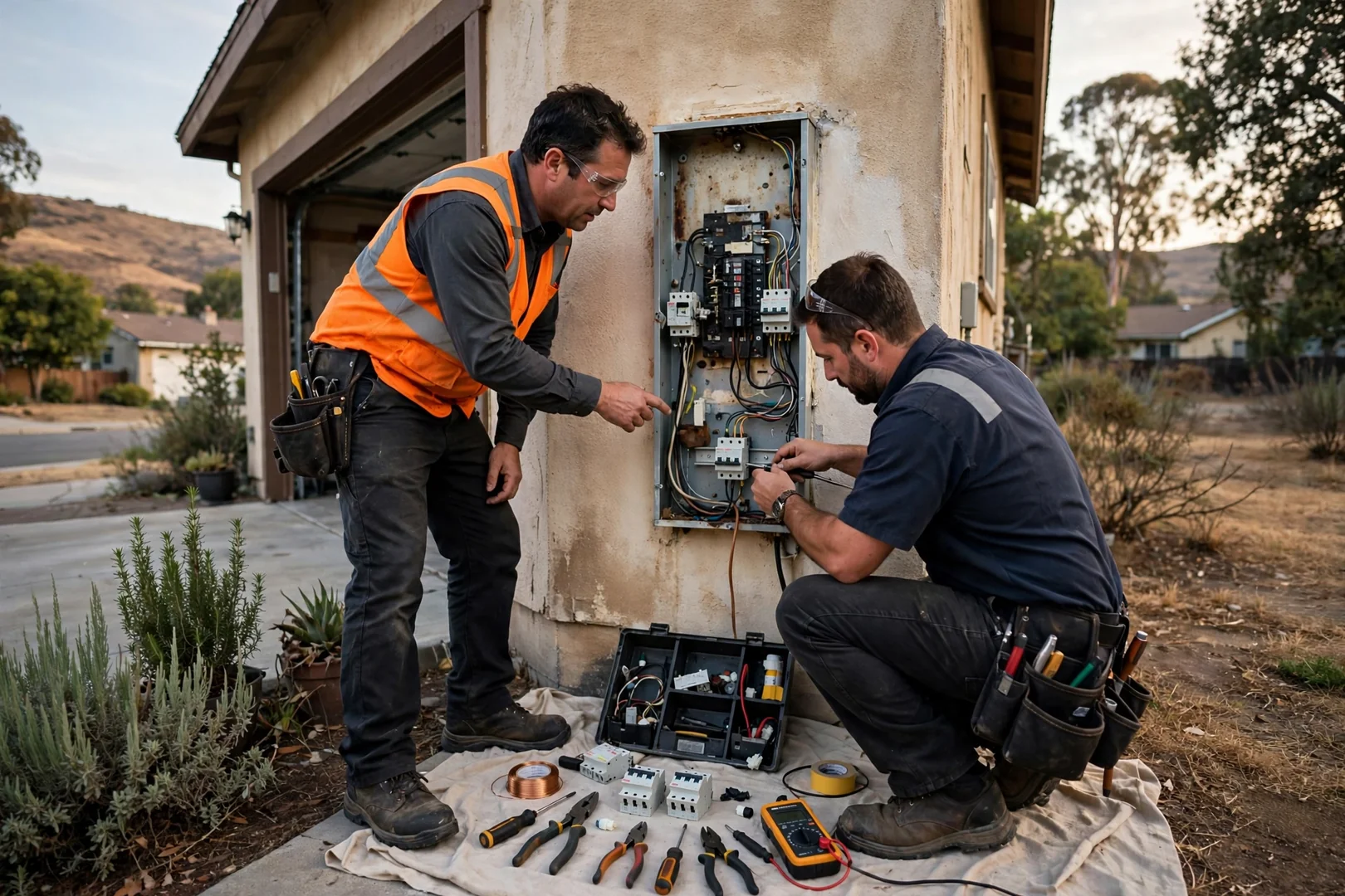 Dublin Electrician Elite team completing a Electrician service visit in Dublin, CA