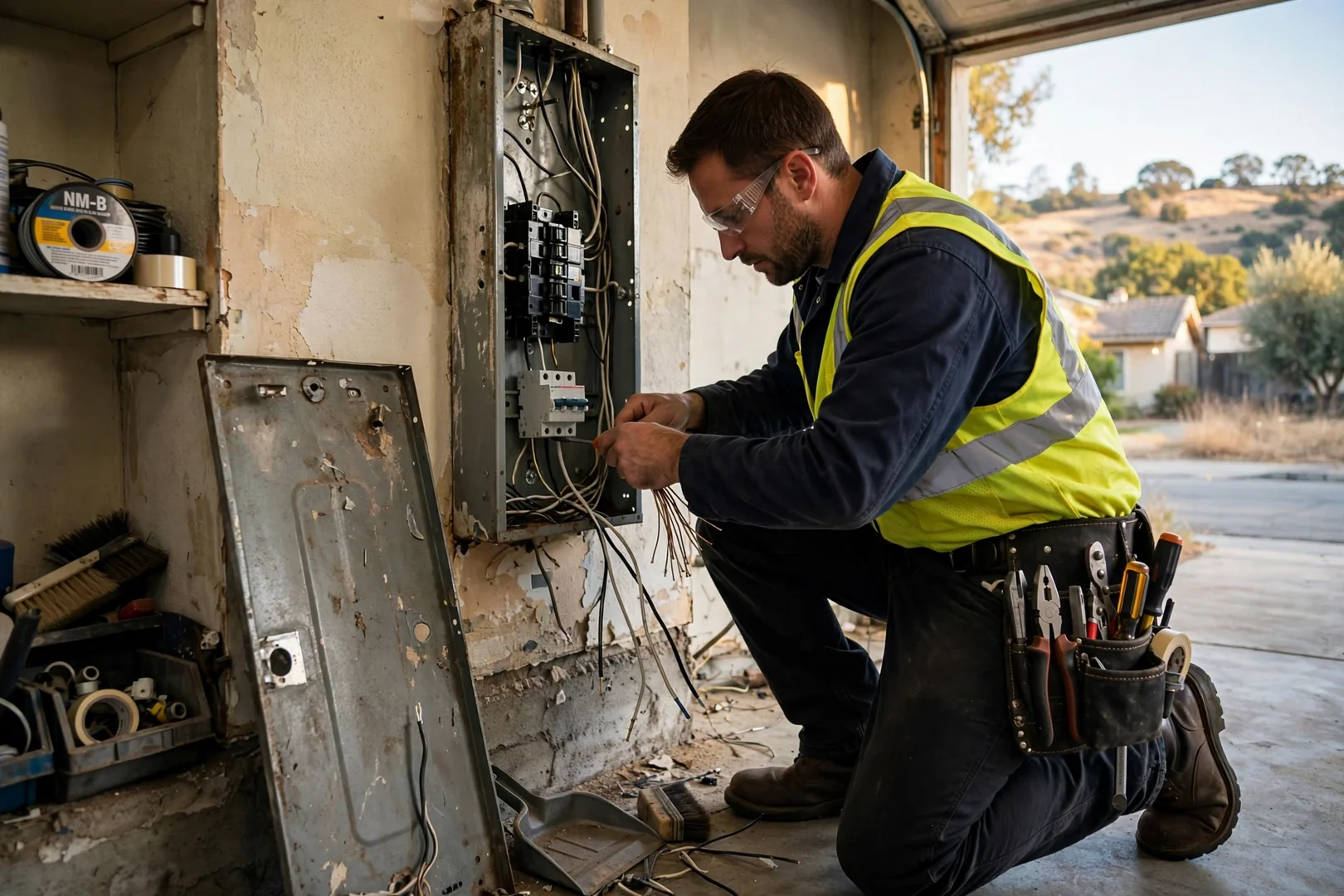 Electrician wiring a GFCI receptacle inside a Dublin kitchen box
