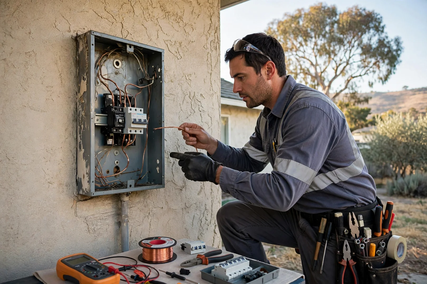 Electrician installing recessed LED lighting in a Dublin home ceiling